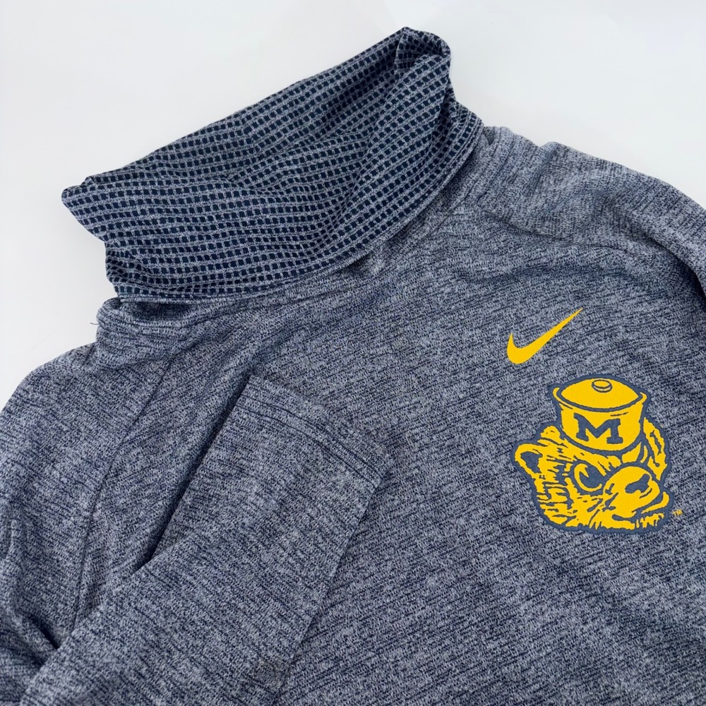 Nike Michigan Wolverines Cowl Neck Long Sleeve Top Navy Blue Heathered Large